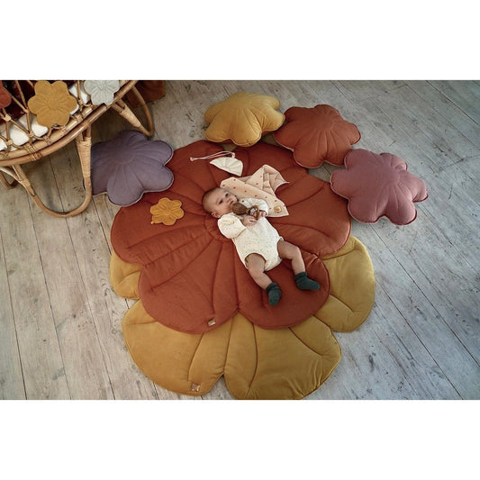 Linnen Bloemen Vloerkleed - Papaya