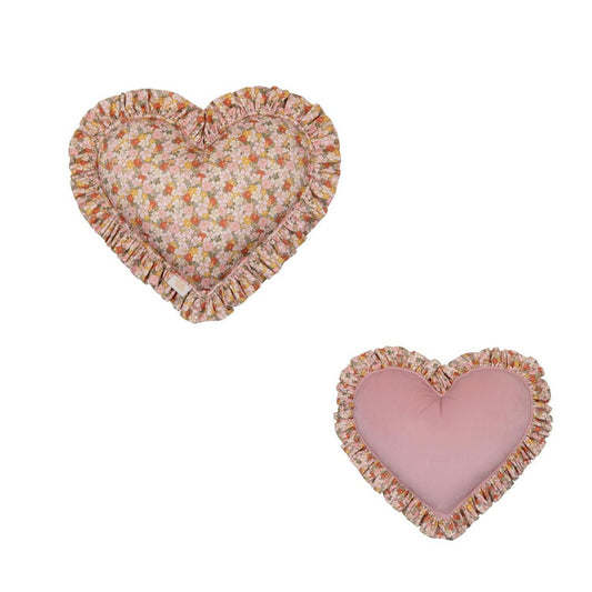 Dubbelzijdig Hartkussen met Ruches - Pink Garden