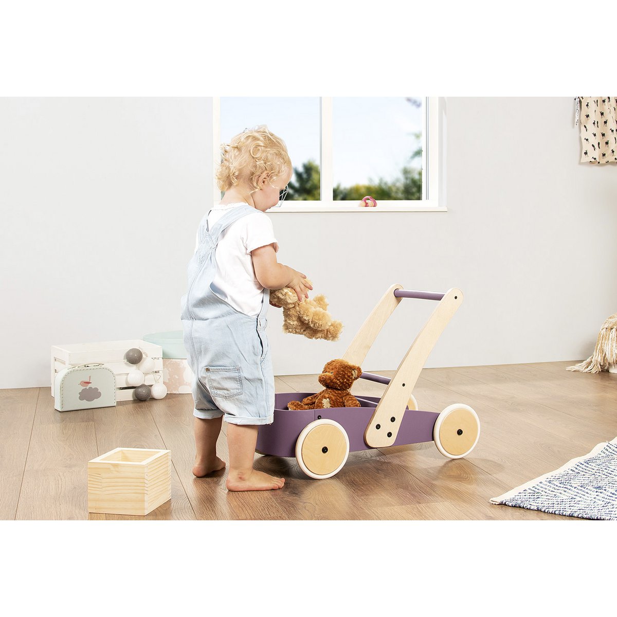 Houten loopwagen Fiete - Paars Braam