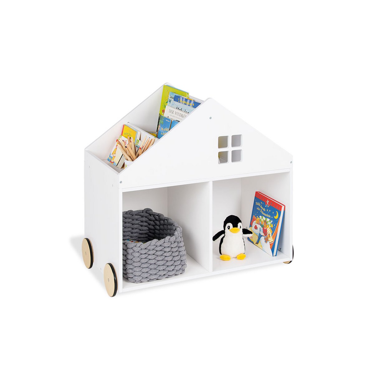 Kinderboeken Opbergkist op Wieltjes - Wit