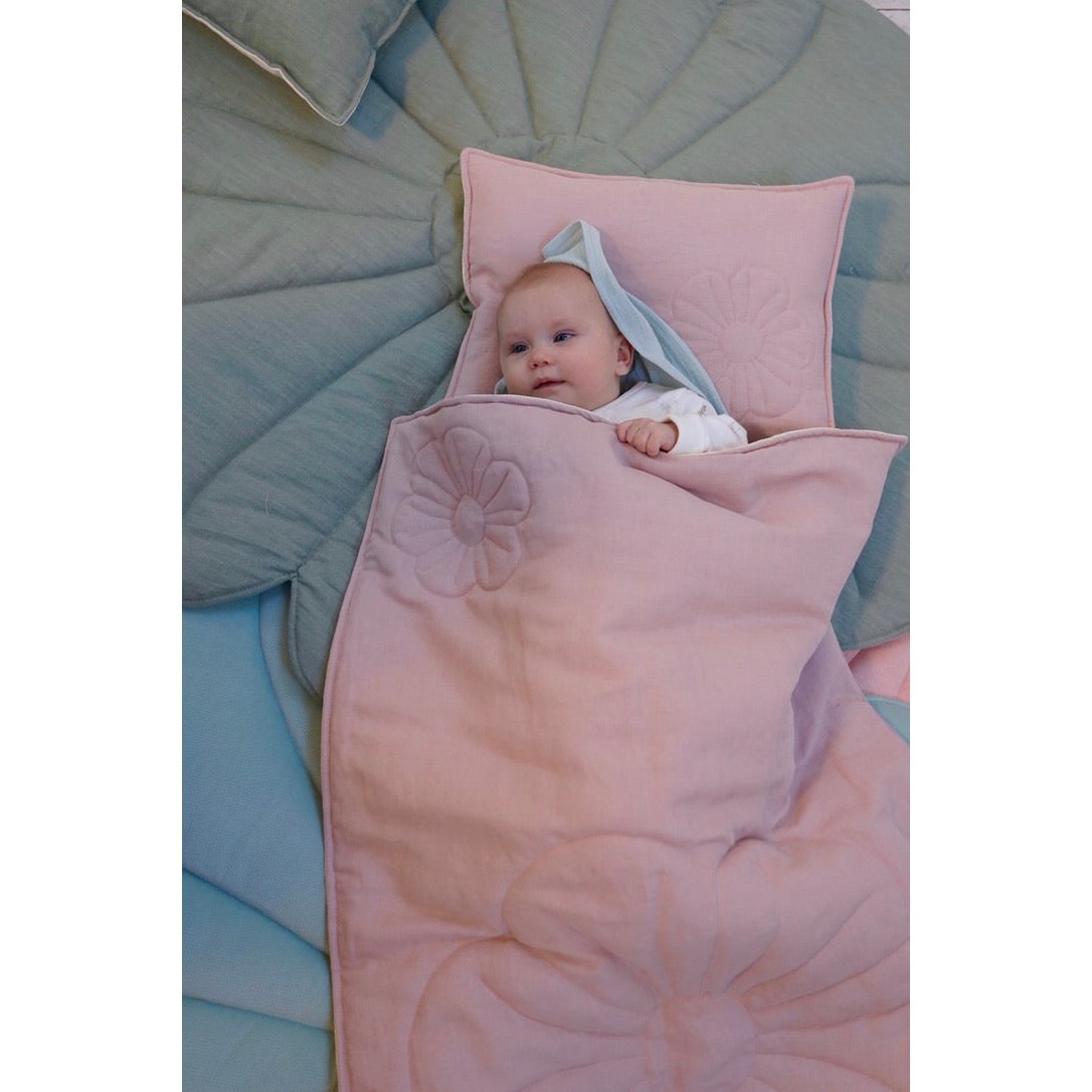 Linnen Junior Dekbedovertrek Schelppatroon 90x135cm - Powder Pink