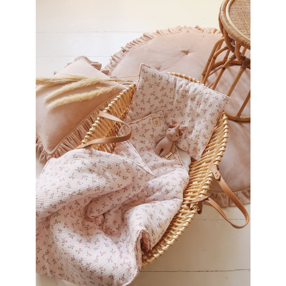 Fluwelen Rond Vloerkleed met Franjes - Latte