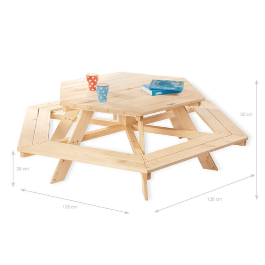 Picknicktafel Nicki voor 6 Kinderen - Naturel