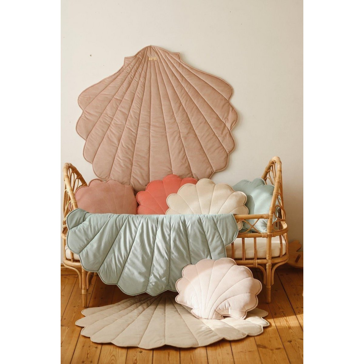 Fluwelen Schelp Vloerkleed - Poeder Roze