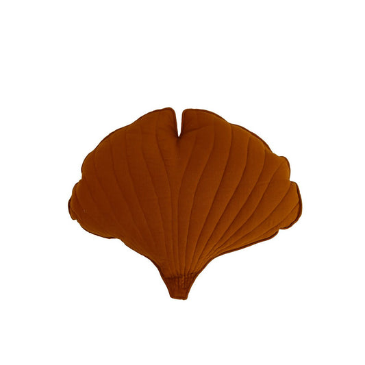 Linnen Ginkgo Bladkussen - Caramel
