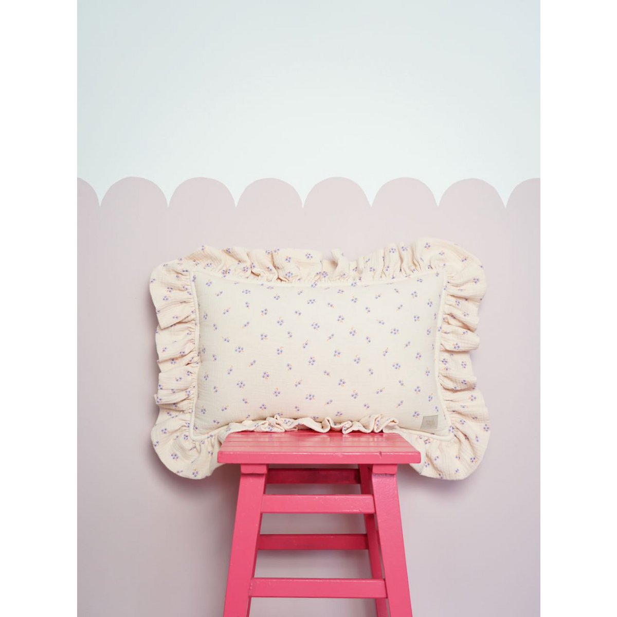Mousseline Kussen met Ruches - Boho Purple Flowers