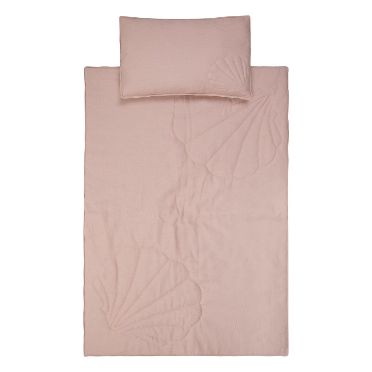 Linnen Junior Dekbedovertrek Schelppatroon 90x135cm - Powder Pink