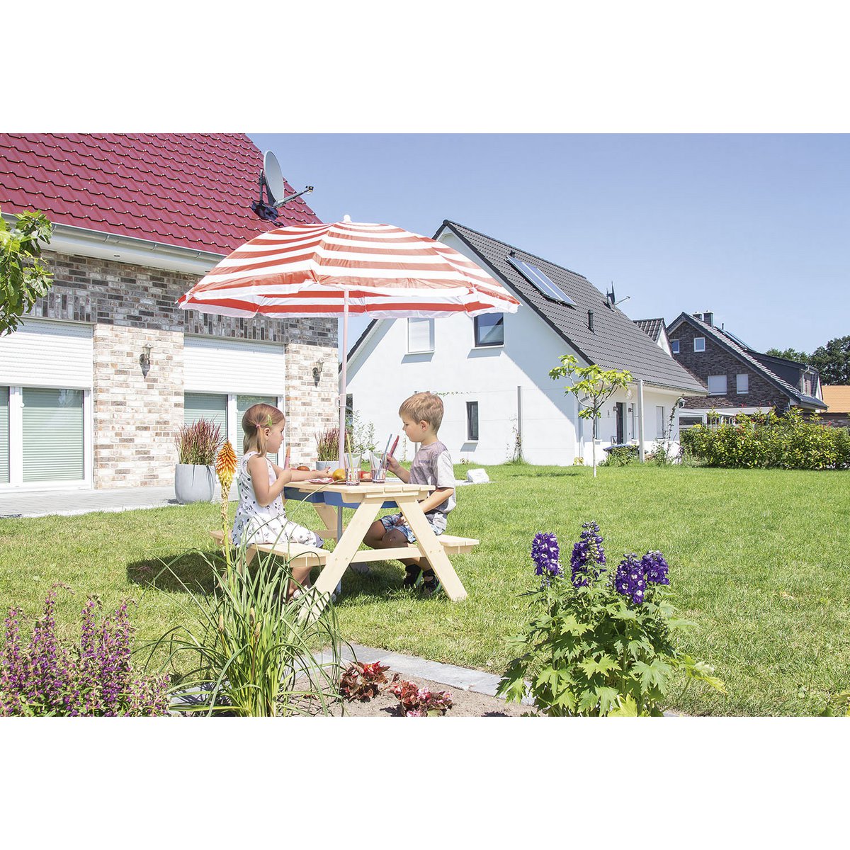 Picknicktafel inclusief Speelbak Nicki voor 4 Kinderen - Naturel
