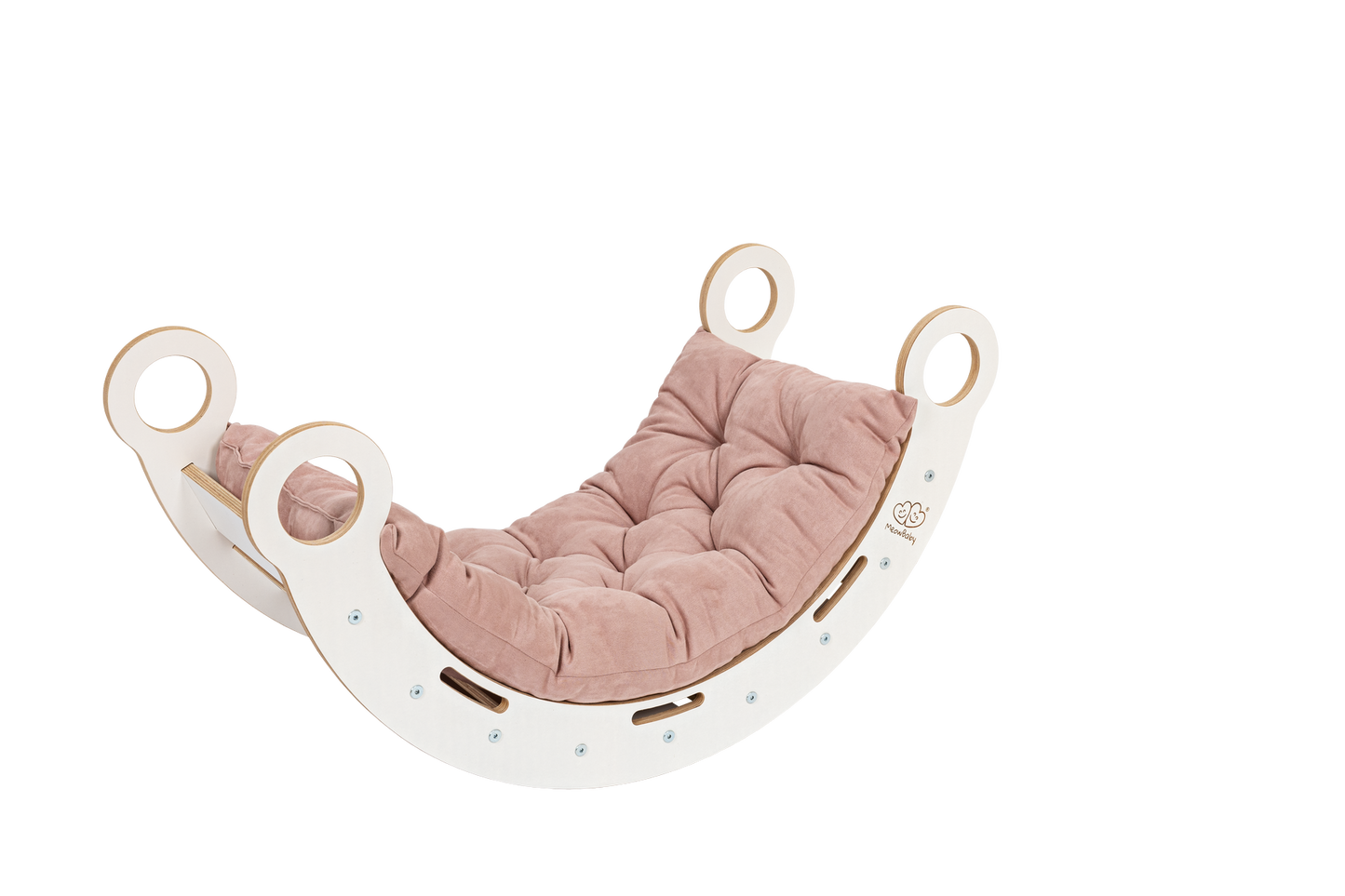 Houten Klimrek met Glijbaan, Ladder met Schommel inclusief Roze Kussen