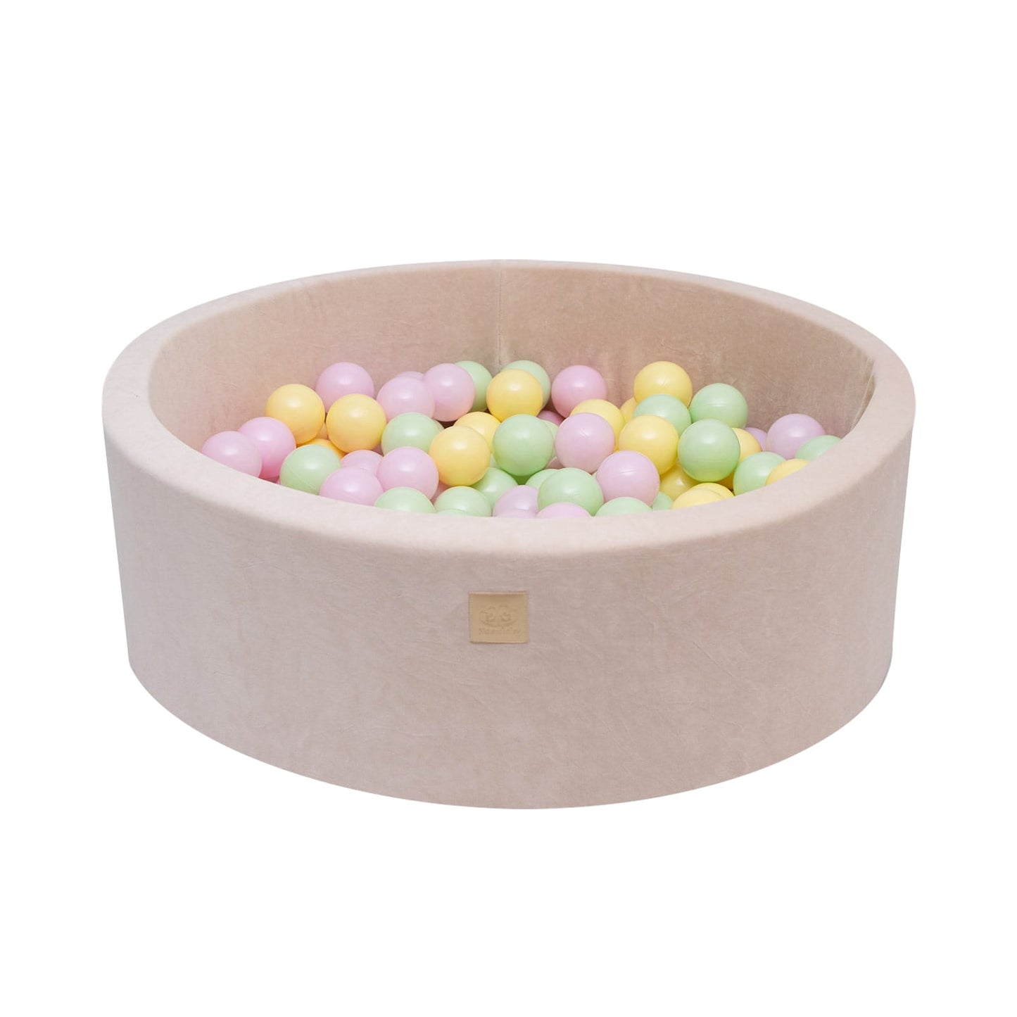Ronde Ballenbak met 250 stuks Geel/Roze/Groen kleurige ballen, 90x30cm - Lente uitvoering