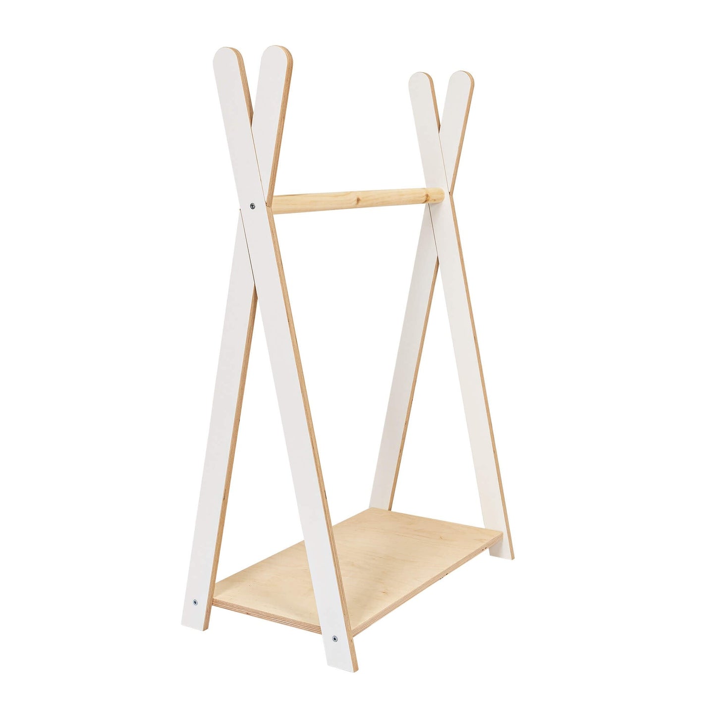 Tipi Kledingrek voor Kinderen - Natuurlijk Hout/Wit - Klein Model