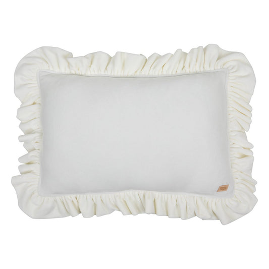 Zacht Fluwelen Kussen met Ruches - Wit