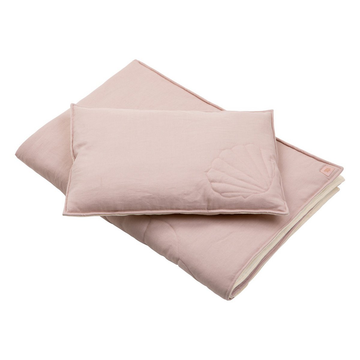 Linnen Junior Dekbedovertrek Schelppatroon 90x135cm - Powder Pink