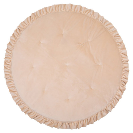 Fluwelen Rond Vloerkleed met Franjes - Latte