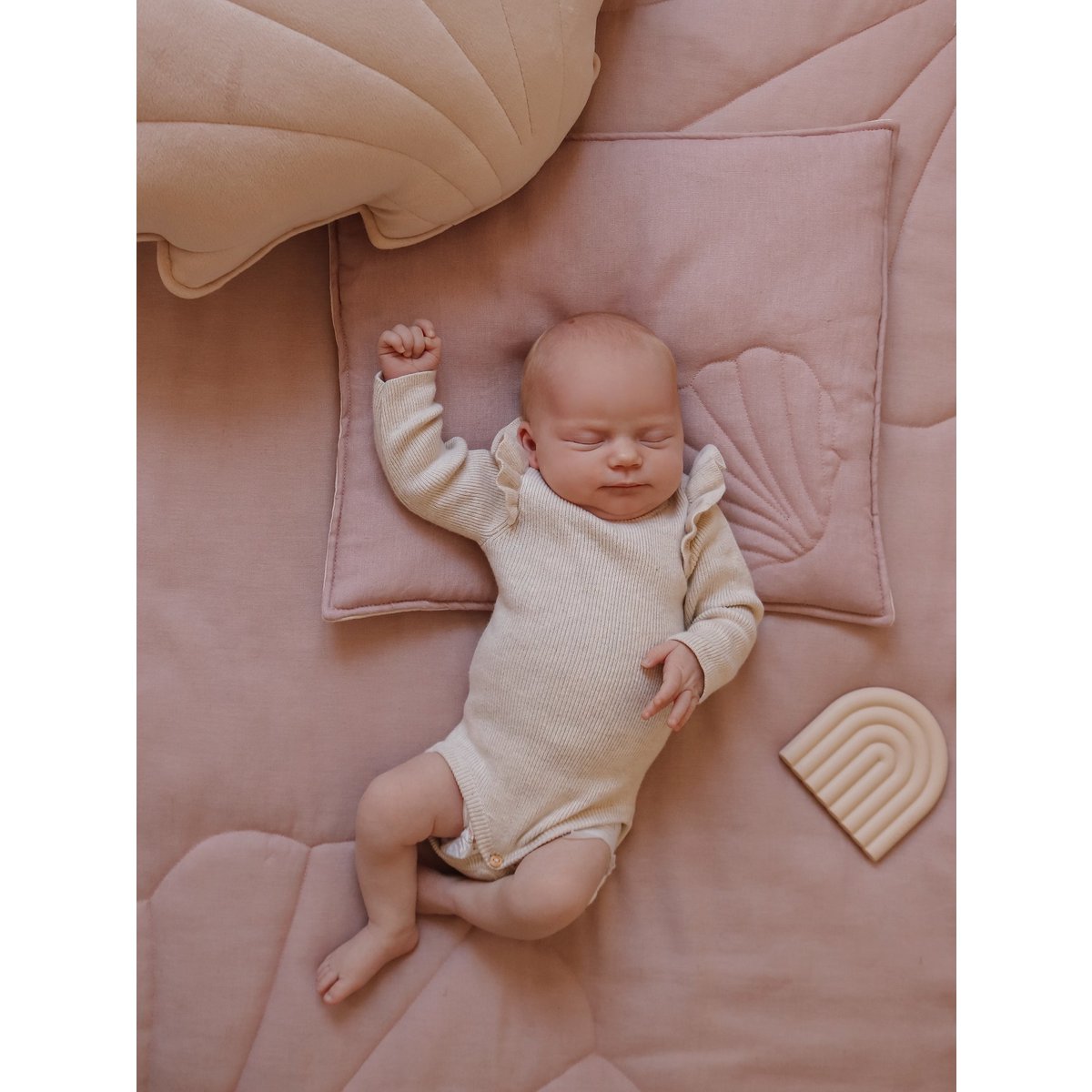 Linnen Junior Dekbedovertrek Schelppatroon 90x135cm - Powder Pink