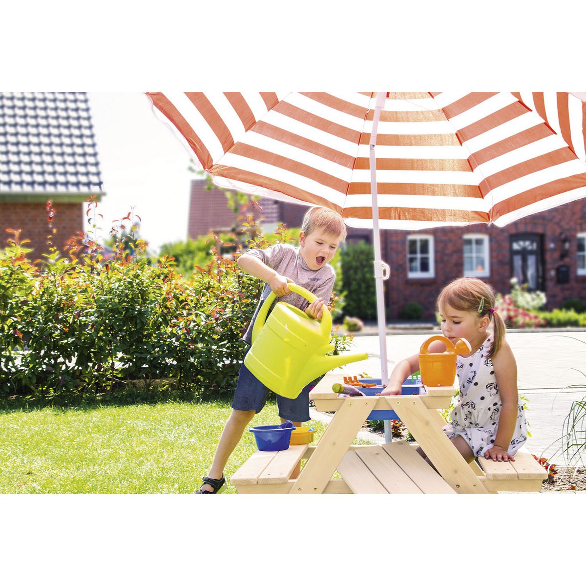 Picknicktafel inclusief Speelbak Nicki voor 4 Kinderen - Naturel