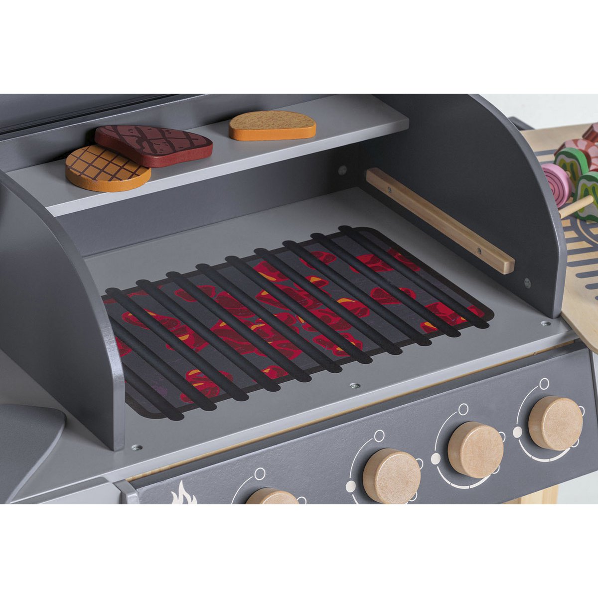 Houten Kinderbarbecue Jeff - Naturel/Grijs