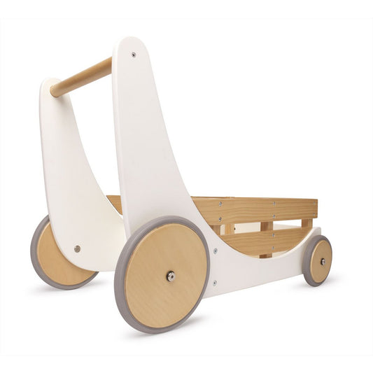 2-in-1 houten opbergkar & loopwagen - Wit