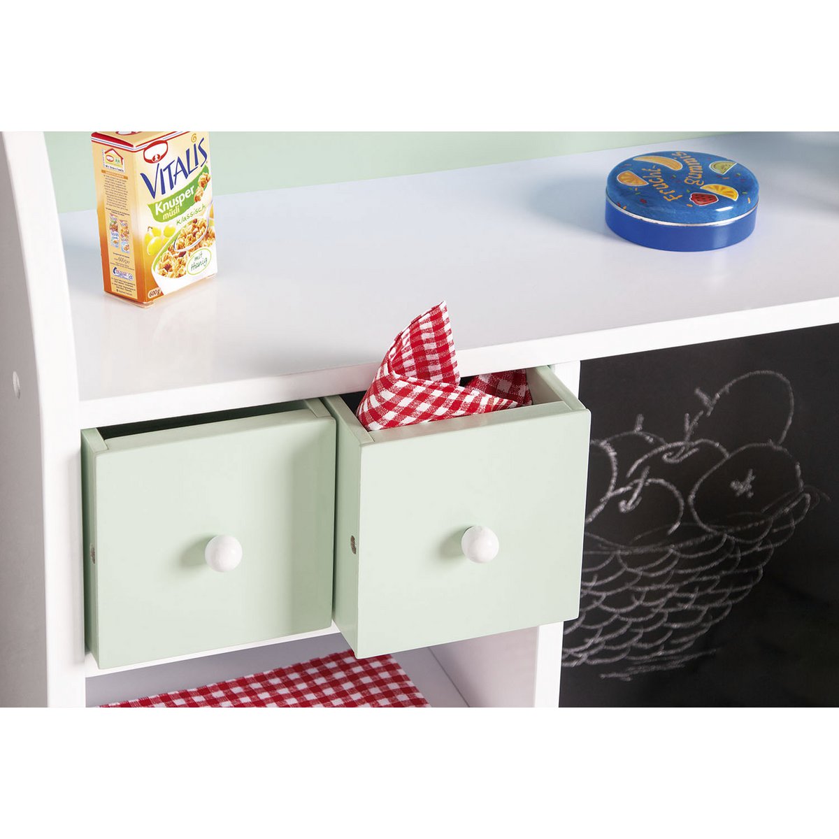 Houten Marktkraam Wilma - Wit/Pastelgroen