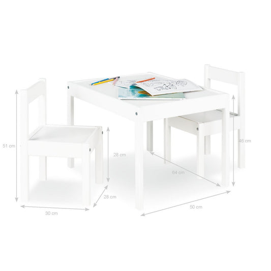 Kindertafel en Stoelenset Sina 3-delig - Wit