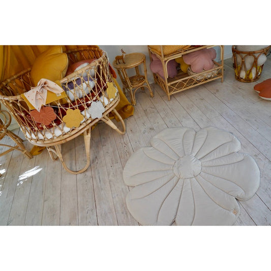 Fluwelen Bloemen Vloerkleed - Crème Yucca