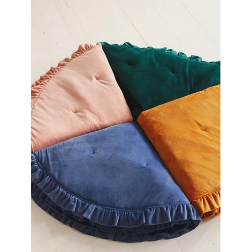 Fluwelen Rond Vloerkleed met Franjes - Abrikoos