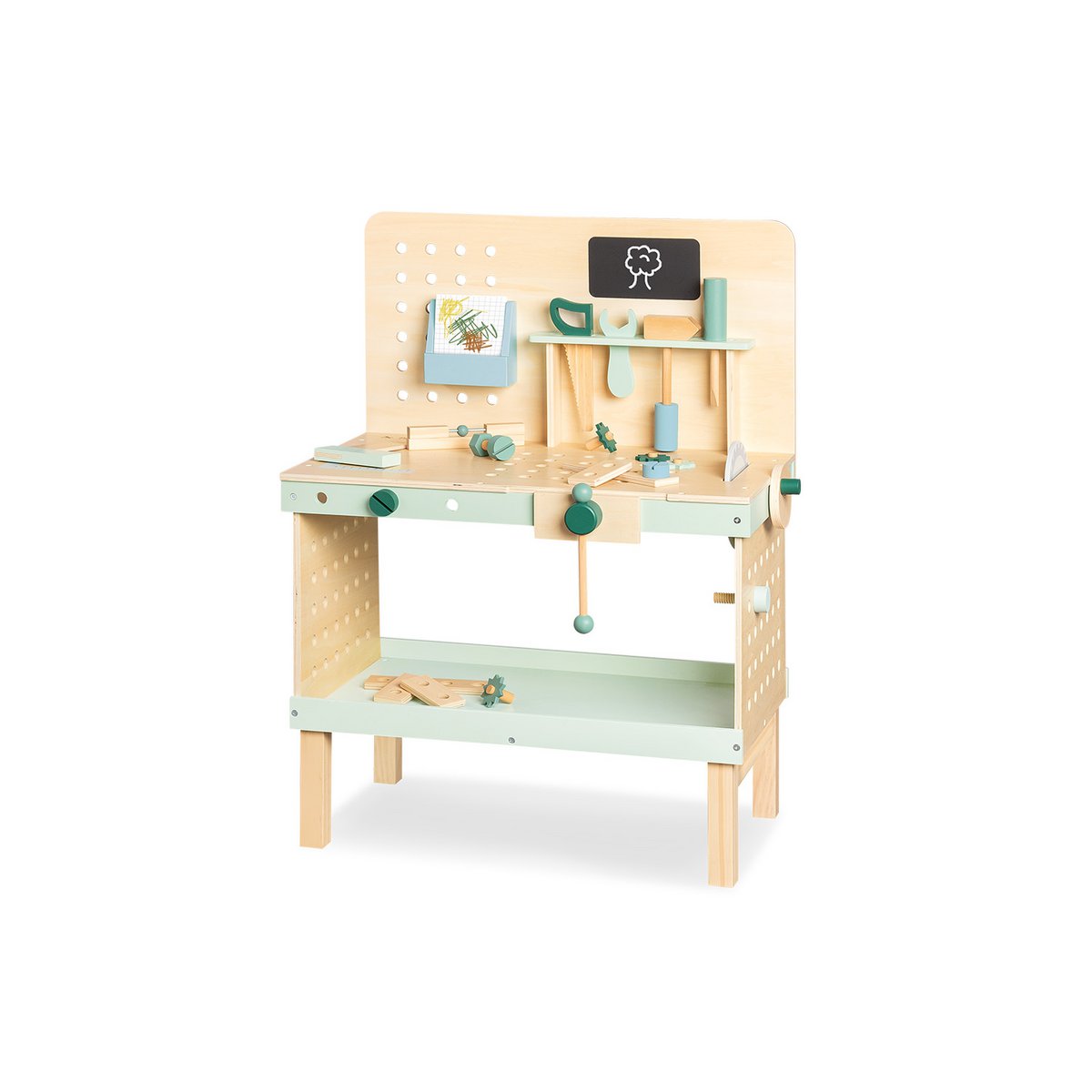 Houten Kinderwerktafel Jupp - Hout/Mintgroen