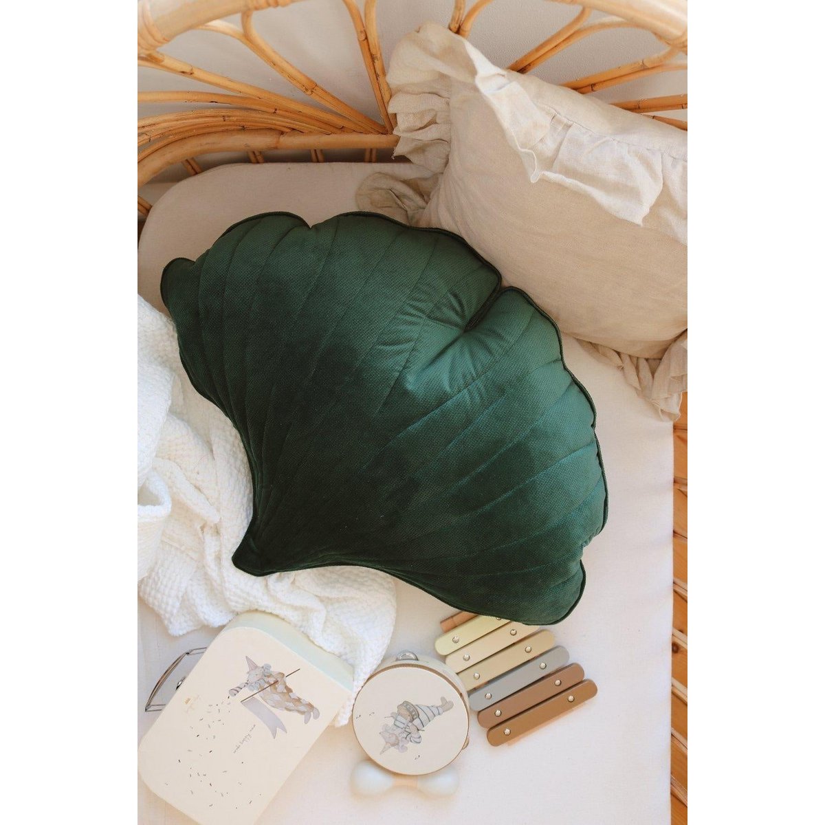 Zacht Fluwelen Ginkgoblad Kussen - Velvet Groen