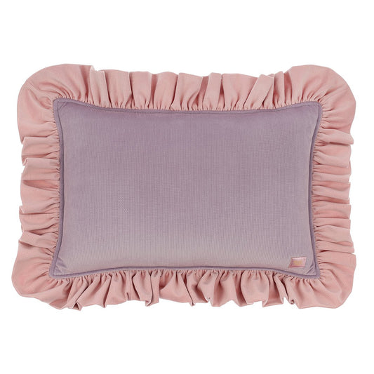 Zacht Fluwelen Kussen met Ruches - Violet Limonade