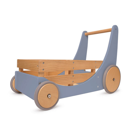 2-in-1 houten opbergkar & loopwagen - Slate Blue