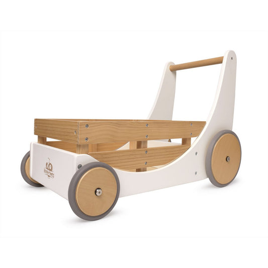 2-in-1 houten opbergkar & loopwagen - Wit