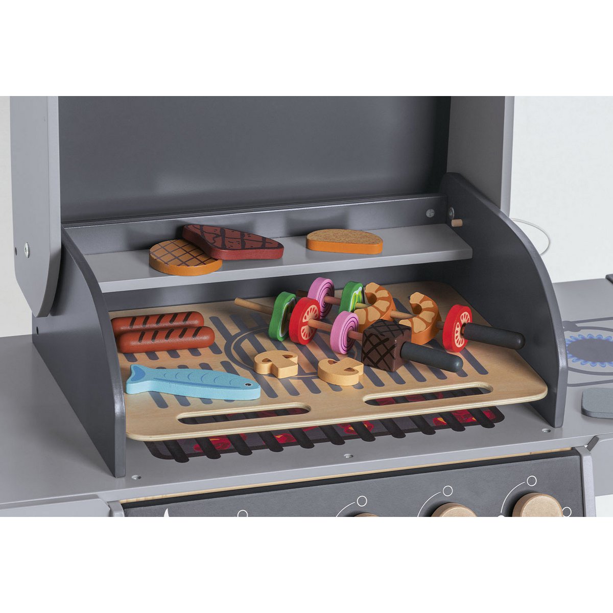 Houten Kinderbarbecue Jeff - Naturel/Grijs