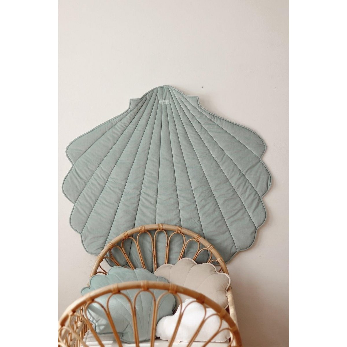 Fluwelen Schelp Vloerkleed - Poeder Mint