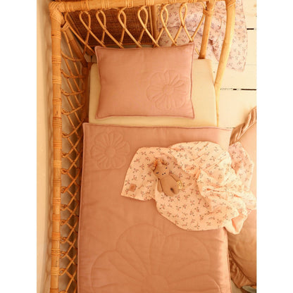 Linnen Junior Dekbedovertrek Schelppatroon 90x135cm - Powder Pink