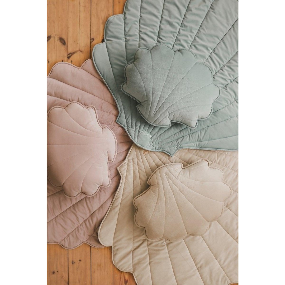Fluwelen Schelp Vloerkleed - Poeder Mint