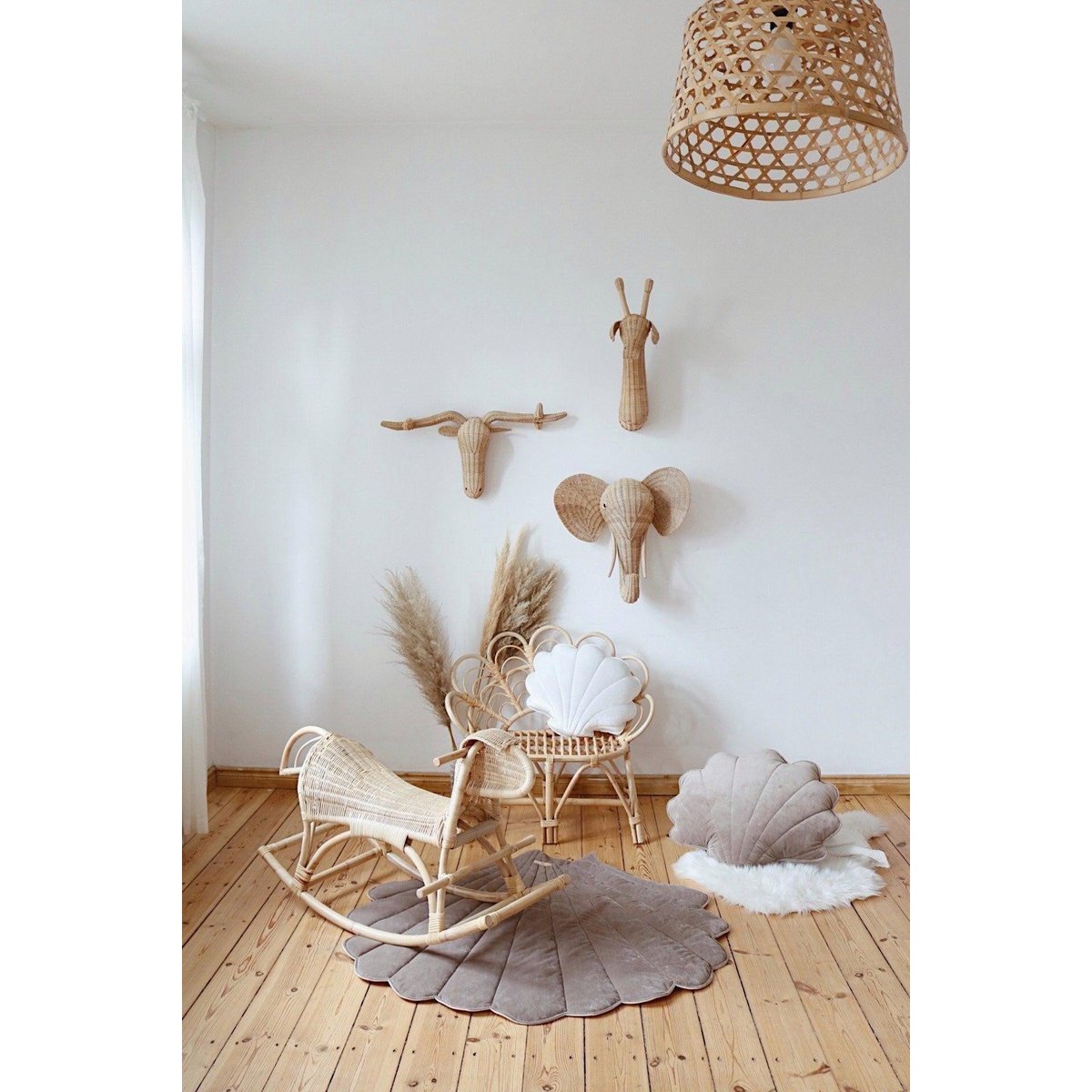 Fluwelen Schelp Vloerkleed - Donkerbeige