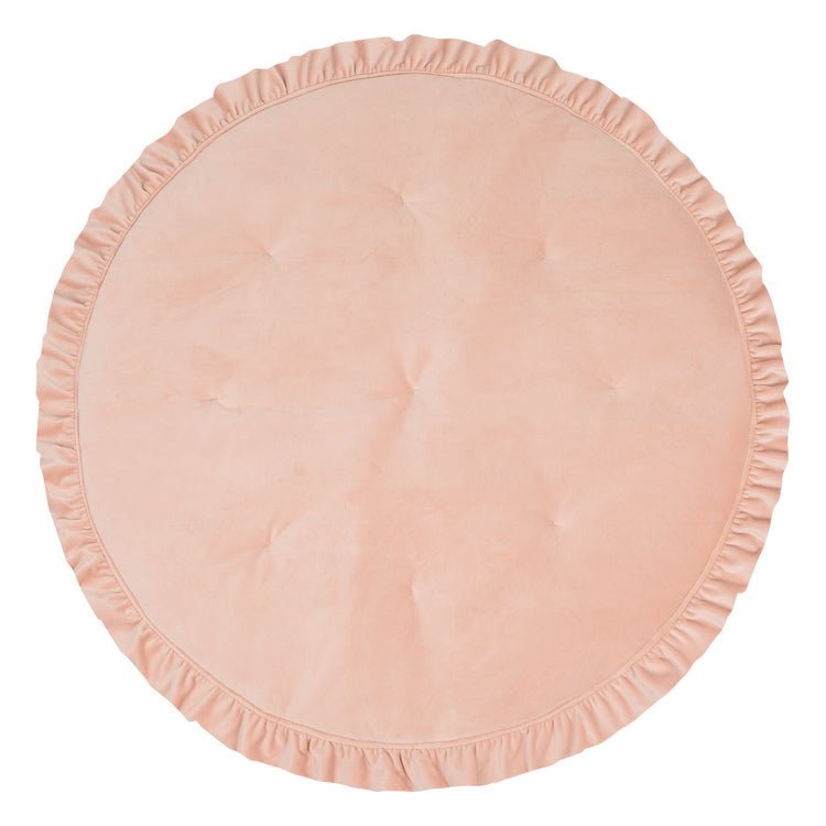 Fluwelen Rond Vloerkleed met Franjes - Abrikoos