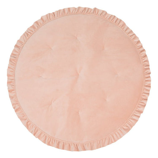 Fluwelen Rond Vloerkleed met Franjes - Abrikoos