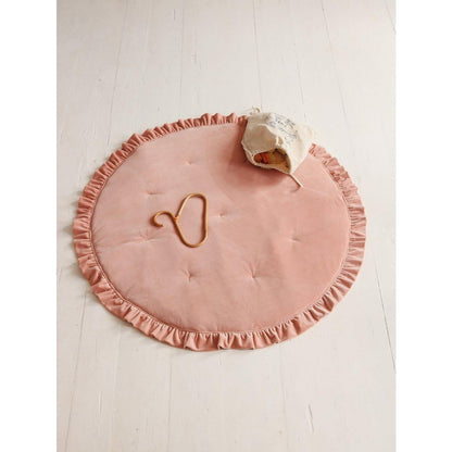 Fluwelen Rond Vloerkleed met Franjes - Abrikoos