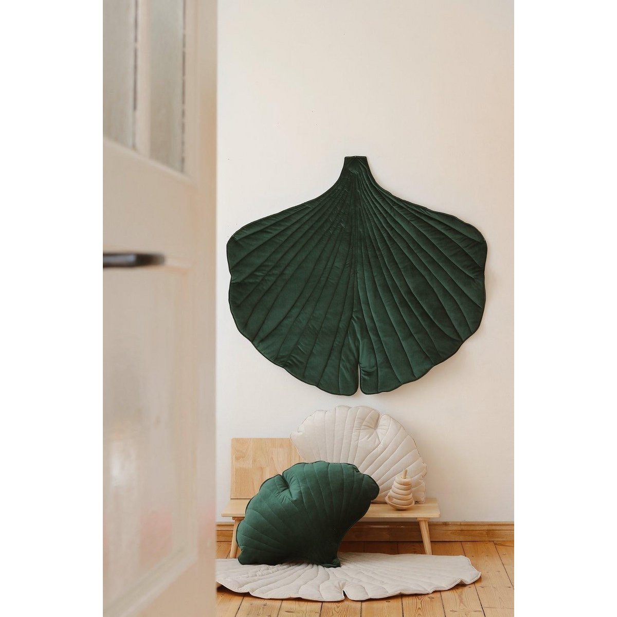 Zacht Fluwelen Ginkgoblad Kussen - Velvet Groen
