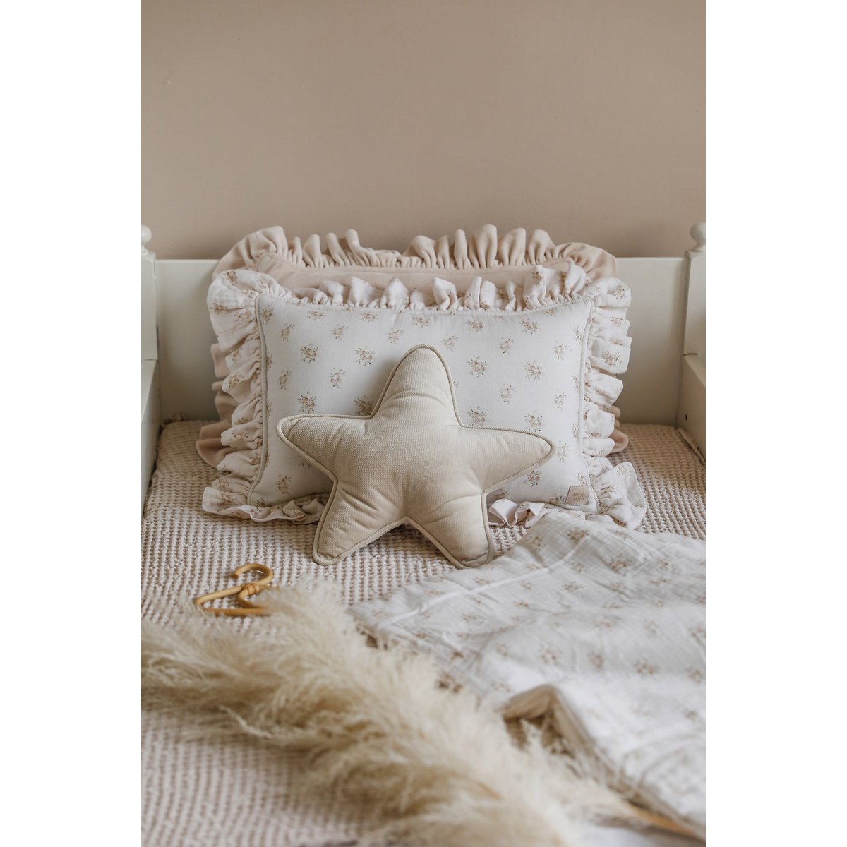 Mousseline Kussen met Ruches - Boho Flowers