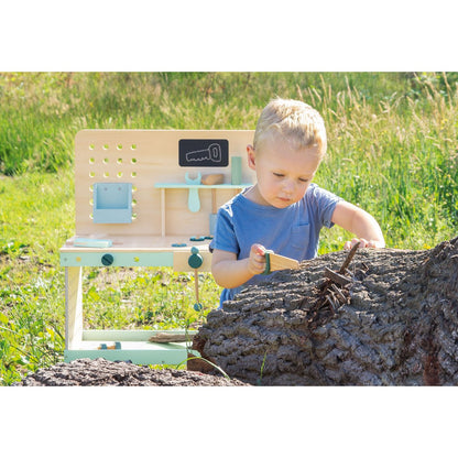 Houten Kinderwerktafel Jupp - Hout/Mintgroen