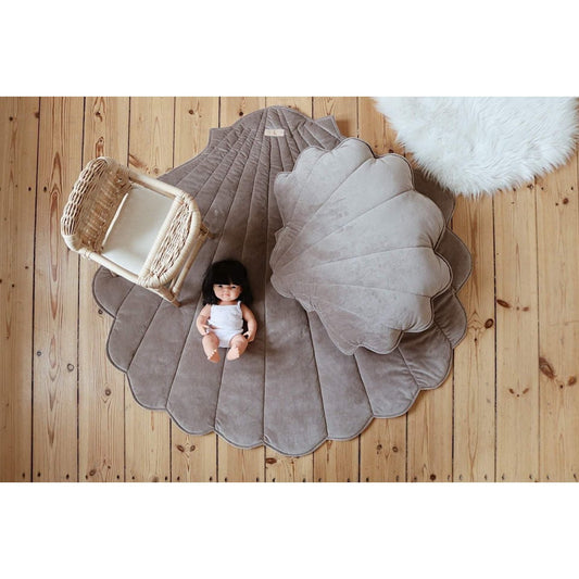 Fluwelen Schelp Vloerkleed - Donkerbeige