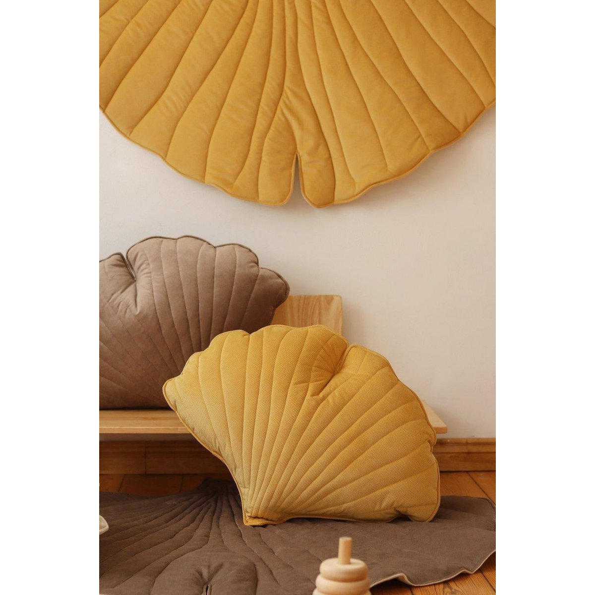 Zacht Fluwelen Ginkgoblad Kussen - Honing
