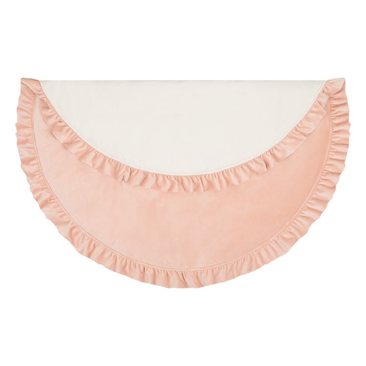 Fluwelen Rond Vloerkleed met Franjes - Abrikoos