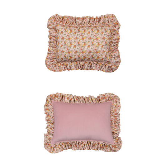 Zacht Fluwelen Kussen met Ruches - Pink Garden