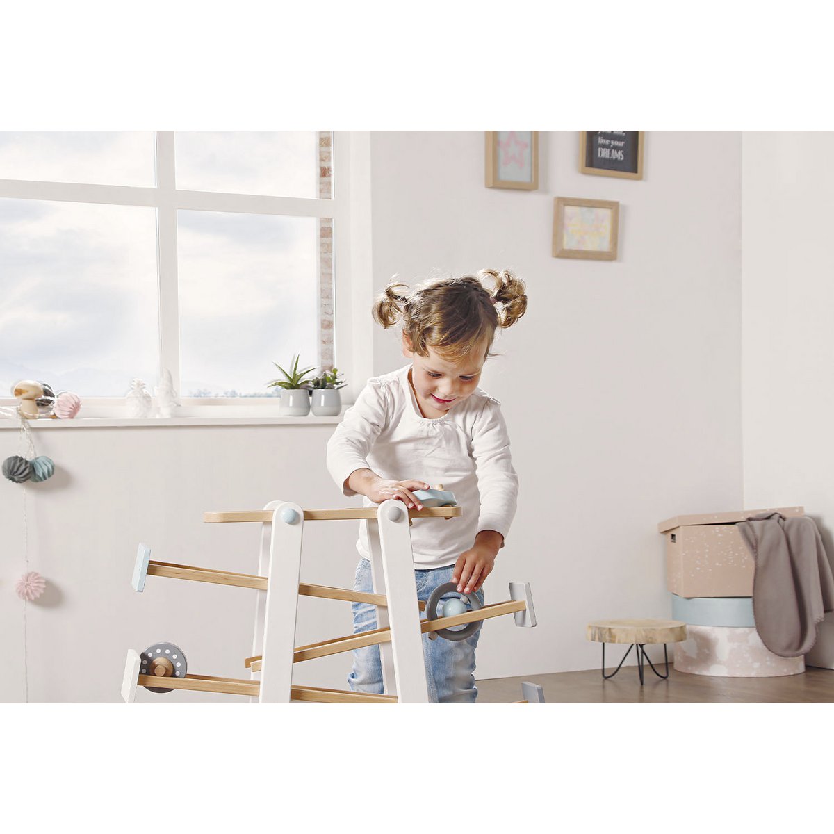 Houten Knikkerbaan Kuno - Naturel/Wit