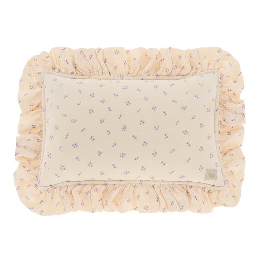Mousseline Kussen met Ruches - Boho Purple Flowers