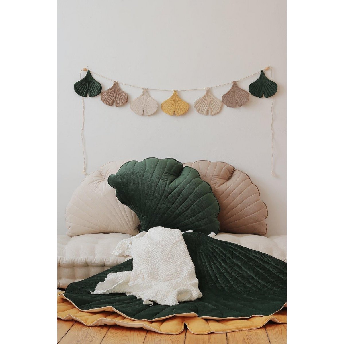 Zacht Fluwelen Ginkgoblad Kussen - Velvet Groen