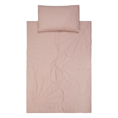 Linnen Junior Dekbedovertrek Schelppatroon 90x135cm - Powder Pink